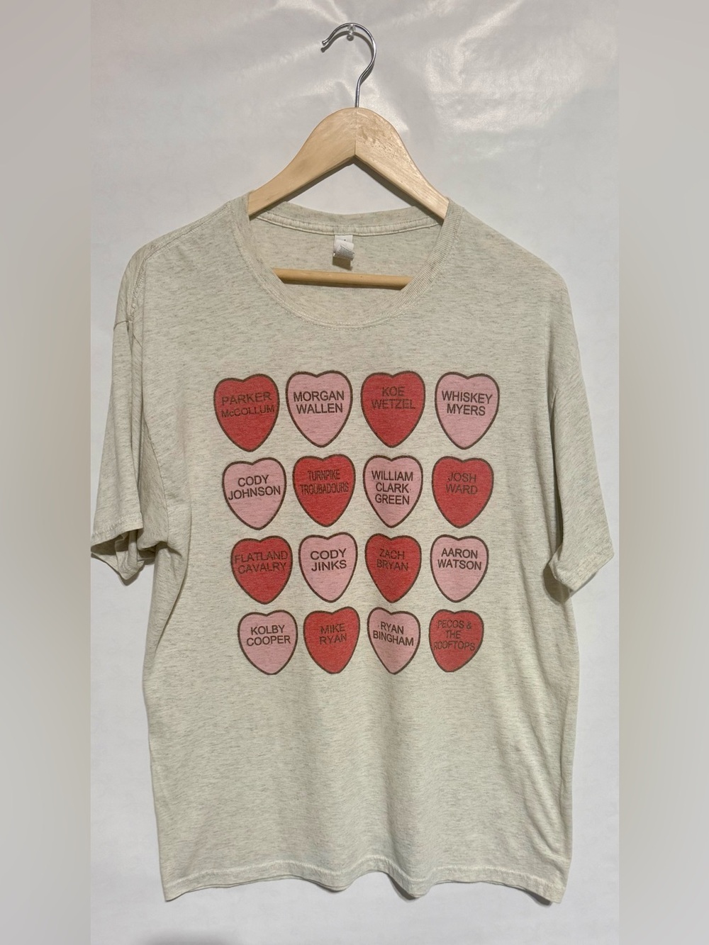 Jerzees Country SuperStars Heart Tee Zach Bryan, Morgan Wallen, Whiskey Myers..